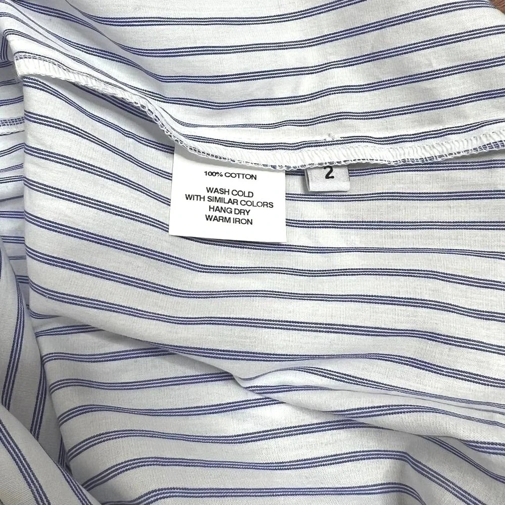 Mohawk General Store SMOCK Japan Stripe Shirt Dress 2 Blue White Button‎ Front
